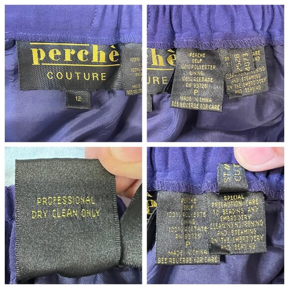 Perchè Couture Womens Purple Long Coat & Skirt Set Size 12 Career Professional - Picture 11 of 16